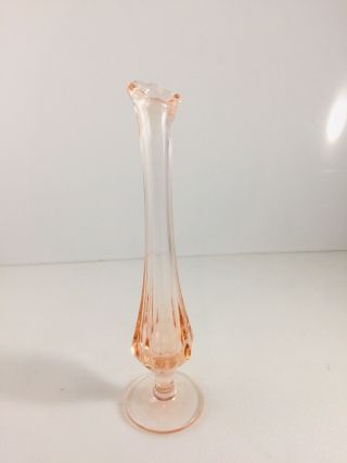 Vintage Pink Depression Glass Footed Single Bud Vase 8.  5 