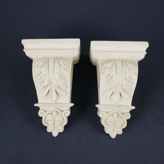 Vintage Drapery Curtain Rod Holders (2) Swags Corbel Style Resin Scroll