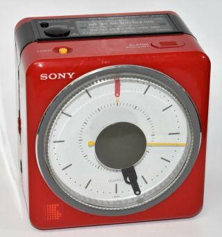 Vintage Red Sony Icf - A10w Clock Radio 80s.  Alarm - Vivaldi 