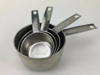 Vintage 4pc Foley Stainless Steel Measuring Cups 1c 1/2c 1/3c 1/4c