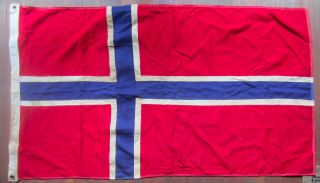 Vintage Cotton Norwegian Flag/pennant,  England Decorating,  Boston Made In Usa