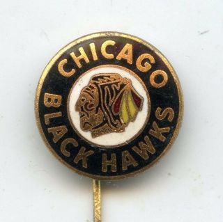Chicago Black Hawks Ice Hockey Team Nhl Stick Pin Enamel Vintage