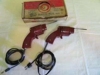 2 Vintage Wen Model 75 Soldering Iron Revolver Gun Pistol Shape