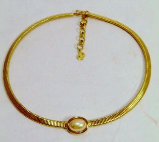 Vintage Christian Dior Pearl & Gold Tone Choker Necklace