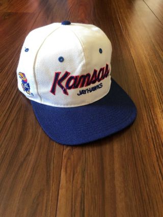 Vintage Sports Specialties Script Kansas Jayhawks Ncaa Snapback Hat Vtg