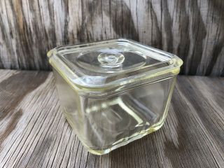 Vintage Glasbake Ovenware/refrigerator Dish Clear With Lid Yellowish Tint