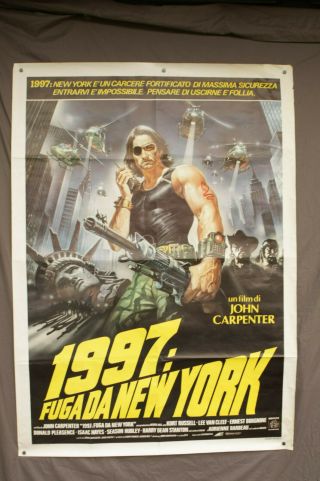 Escape From York Italian Movie Poster 1981 John Carpenter Kurt Russell Vtg