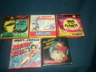 5 Vintage 8mm Movie Films In Boxes Neat Graphics