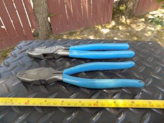2 Vintage Channellock Side Cutting Pliers,  Linesman No.  348 & No.  349 Made In Usa