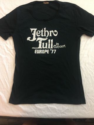 Jethro Tull Vintage Concert T - Shirt Europe Tour 1977 Size Medium Black