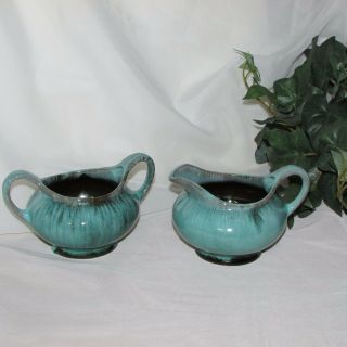 Evangeline Cream & Sugar Bowl Vintage Art Pottery Retro Drip Glaze Canada
