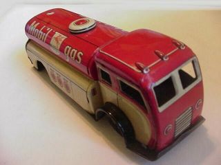 Vintage Japan Mobil Oil Gas Truck Tin Litho Toy Friction
