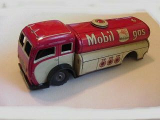 Vintage Japan Mobil Oil Gas Truck Tin Litho Toy Friction 2