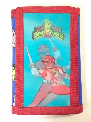 Vintage 1994 Power Rangers Lenticular Holo Trifold Nylon Wallet Mighty Morphin