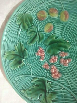 Vtg G S Zell Baden Majolica Germany Plate Ceramic 2230 Basket Weave Fruit 7.  75 "