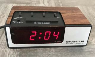 Vintage Spartus Digital Alarm Clock W/ Snooze Model 1106
