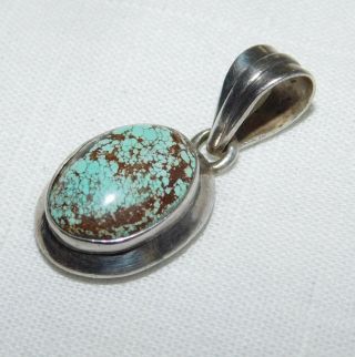 Vintage Navajo Sterling Silver Number 8 Turquoise Pendant