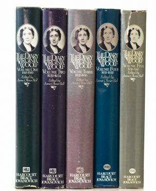 Diary Of Virginia Woolf Volumes 1 - 5 Hardcover Harcourt Brace Jovanovich 2 3 4
