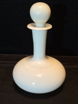 Vintage Milk Glass Bottle/decantur With Stopper 8 1/2 " Tall X 5 1/2 " Wide