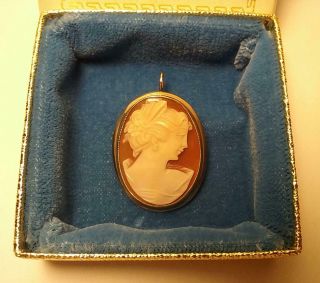 Vintage 10k Yellow Gold Cameo Pin Brooch Pendant - Ex