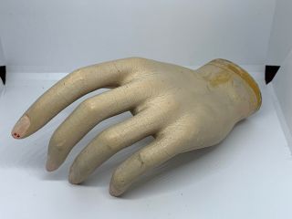 Vintage Mannequin Ceramic Left Hand Female Glove Jewelry Watch Display Halloween