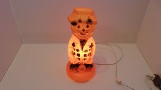 Vintage Halloween Pumpkin Jack - O - Lantern Scarecrow Blow Mold With Light 13 " Tall