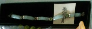 Vintage Sterling Silver Celery Jade Bracelet Peridot Amethyst Accents