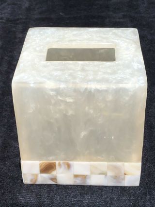 Unique Vintage Faux Pearl Mother Of Pearl Tissue Box Cover Dressing