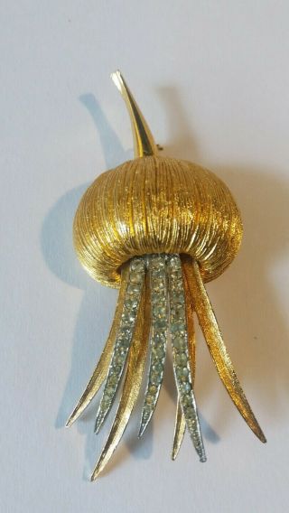 Stunning Vintage Gold Toned And Diamante Brooch - Signed Corocraft