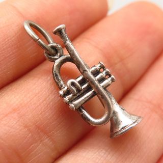 925 Sterling Silver Vintage Beau Trumpet Charm Pendant