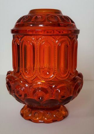 Vintage L.  E.  Smith Glass Moon & Stars Amberina Red 2 Pc Fairy Lamp Candleholder