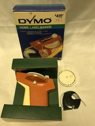 Vintage Orange Dymo Home Label Maker 1780 W Script Caps Wheels