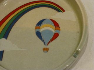 Ashtray Gray Hot Air Balloons Rainbows Ceramic Round 5 