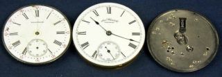 F 21.  3 Vintage Waltham Pocket Watch Movts.  Only 2 Of 12 