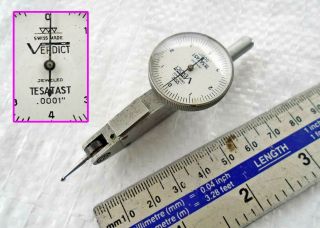 Vintage Verdict " Tesatast " 1 " Dial Test Indicator Reads To 0.  0001 " Vgc Old Tool