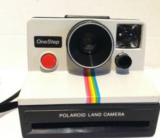 Vintage Polaroid Sx - 70 Onestep White Rainbow Stripe Land Camera