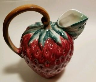 Vintage Italian Pottery Strawberry Porcelain Pitcher 9505