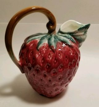 vintage Italian Pottery Strawberry Porcelain Pitcher 9505 5
