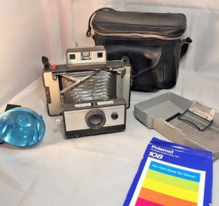 Polaroid 220 Automatic Land Camera With Flash Gun,  Film And Leather Case