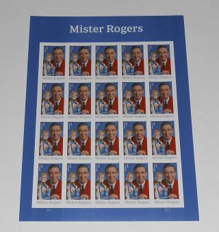 Vintage Pbs Mr Rogers King Friday 13th Usps Forever Stamp Sheet Childrens Tv