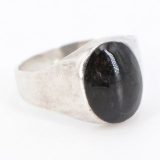 Vtg Sterling Silver - Mexico Taxco Onyx Inlay Tapered Band Ring Size 9.  5 - 5g