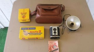 Vintage Eastman Kodak Brownie Reflex Synchro Model Camera W/ Case