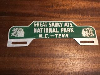 Vintage Great Smoky Mts.  License Plate Topper Reflective Sign N.  C.  - Tenn Rat Rod