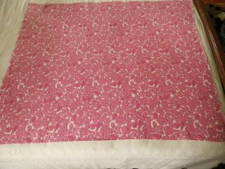 Vtg 40s Feedsack Pink Novelty Flower Leaf Cotton Quilt Dress Fabric 36 