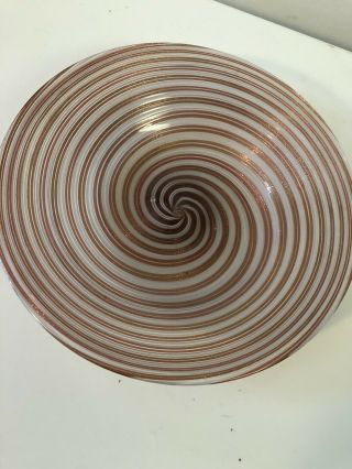 Vintage Fratelli Toso Murano Italian Art Glass Dish Spiral Latticino