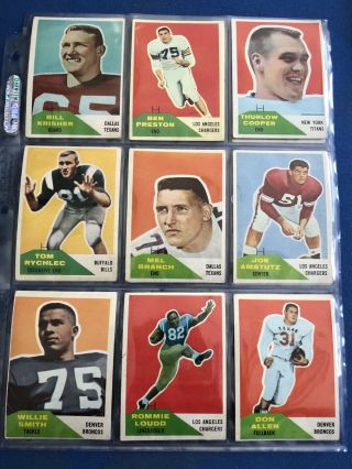 (51) 1960 Fleer Vintage Football Cards: Sammy Baugh,  Hank Stram,  George Blanda 6