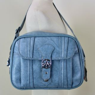 Vintage 1975 American Tourister Blue Carry On Shoulder Bag Weekender Luggage