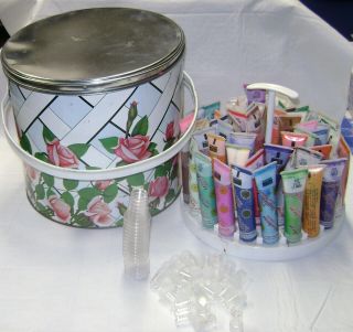 Vintage Tri Chem Craft Embroidery Paints Rose Storage Tin Caddy Over 50 Paints