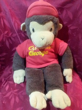 Vintage Curious George Monkey 24 - Inch With Red Hat Plush Stuffed Animal Toy Gund