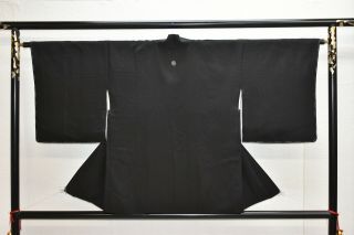 Vintage Silk Kimono Jacket:unique Black Pine Tree Needle@yg44